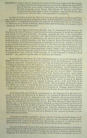 Mémoire touchant les frontières entre le Haut et le Bas-Canada, page 1