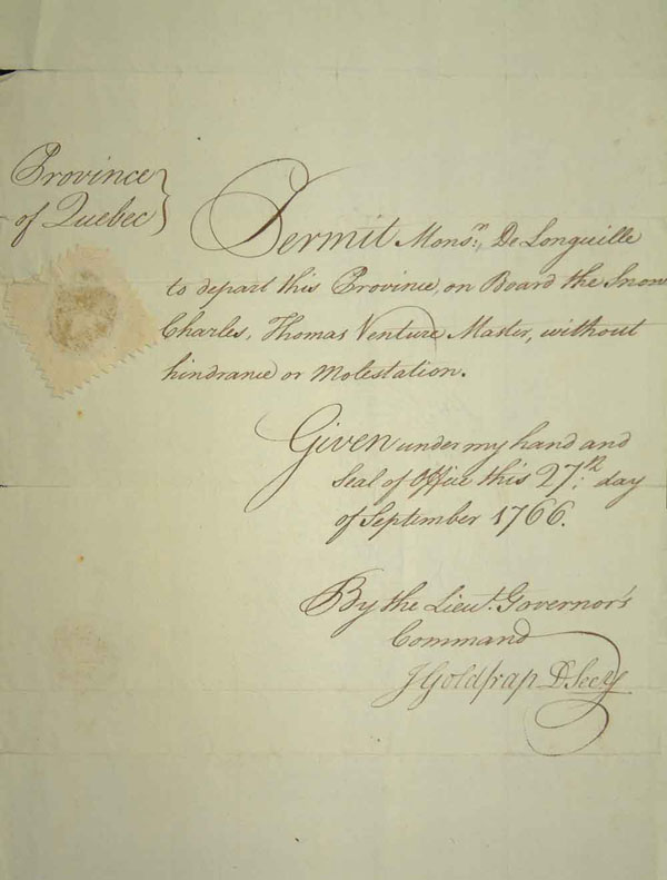 Ordre de Ramezay à  Joseph-Dominique-Emmanuel
