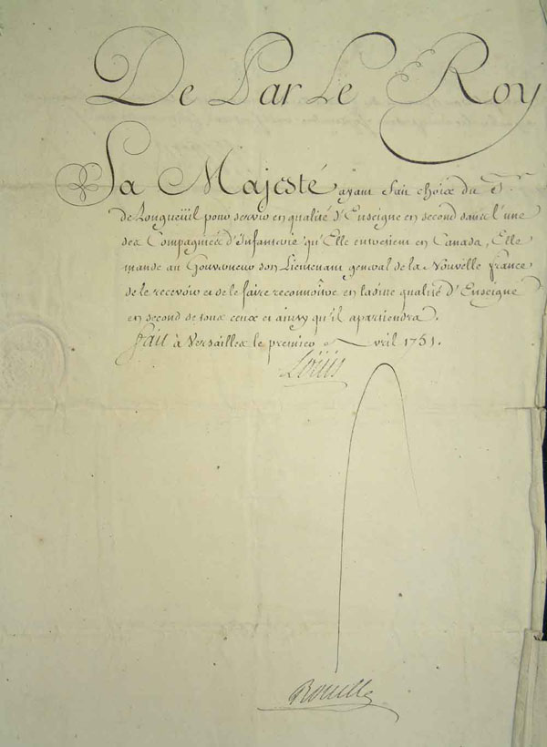 Titre de capitaine par Louis XV à  Louis Liénard de BeaujeuTitre d'enseigne en second par Louis XV à  Joseph-Dominique-Emmanuel