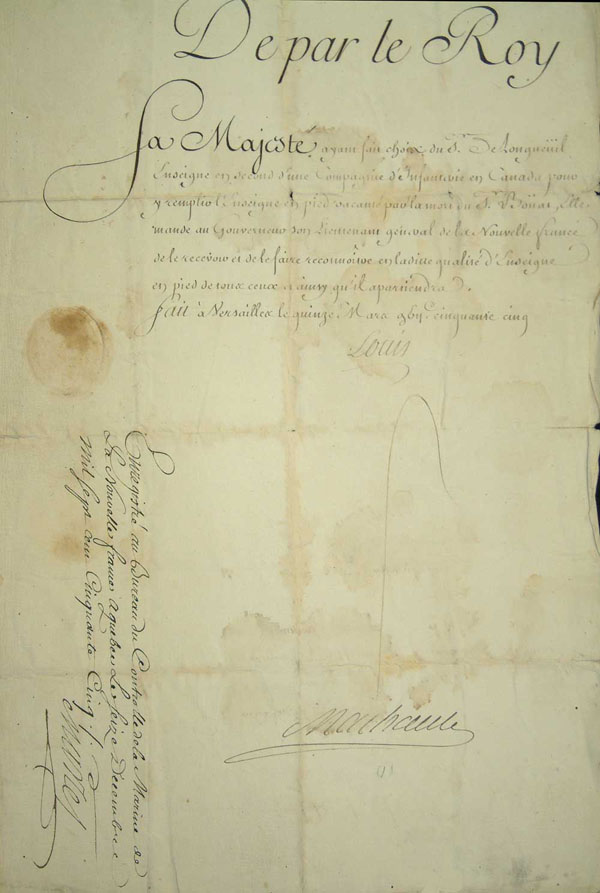 Titre d'enseigne en pied par Louis XV à  Joseph-Dominique-Emmanuel