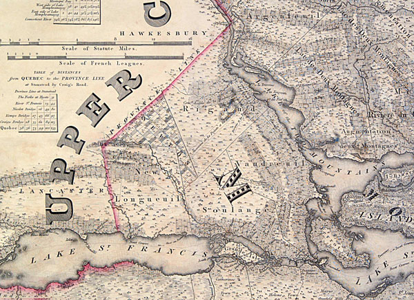 Carte de Vaudreuil-Soulanges de Joseph Bouchette, 1815