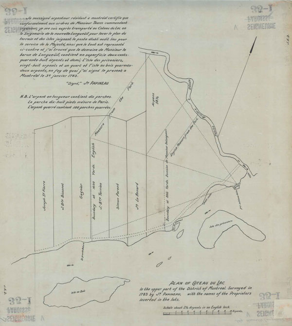 Carte de Coteau-du-Lac, 3 janvier 1783